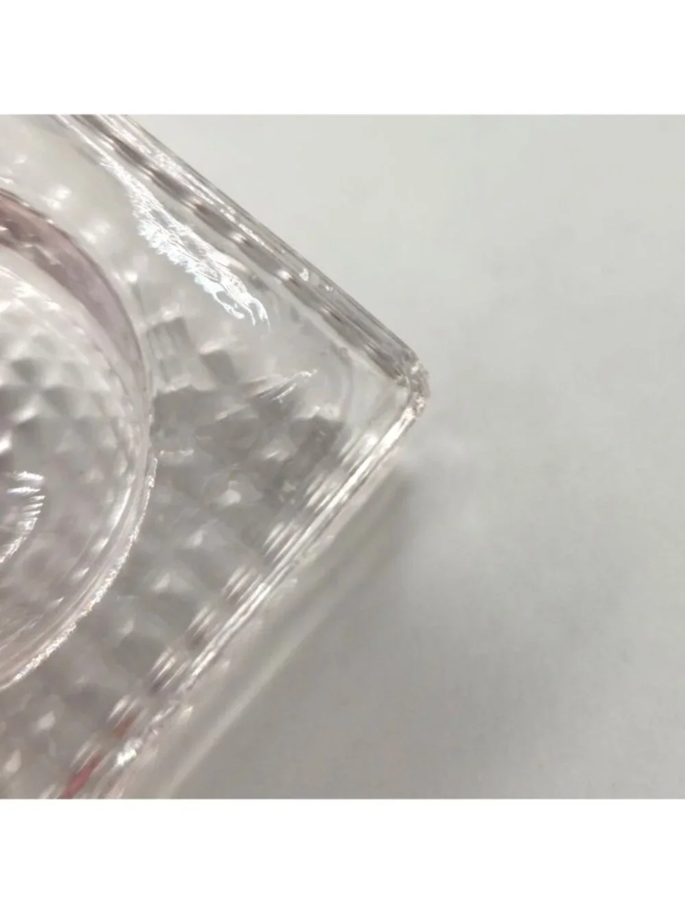 Vintage Glass Square Salt Cellars Dips Clear Waffle Bottom Grid Base Set of 2